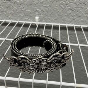 Harley-Davidson Black Belt with Ornate Silver Emblem